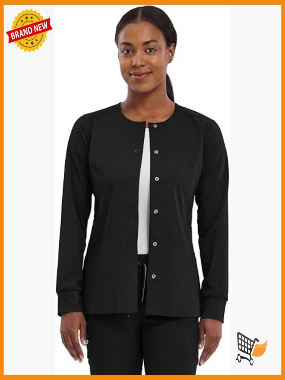 Snap Front Medical Scrub Jacket with Pockets 2-Way Stretch 3X-Large